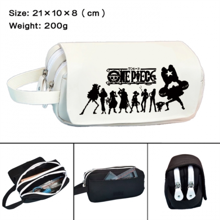 One Piece Anime peripheral handheld large capacity double-layer Oxford cloth pencil case 21X10X8cm