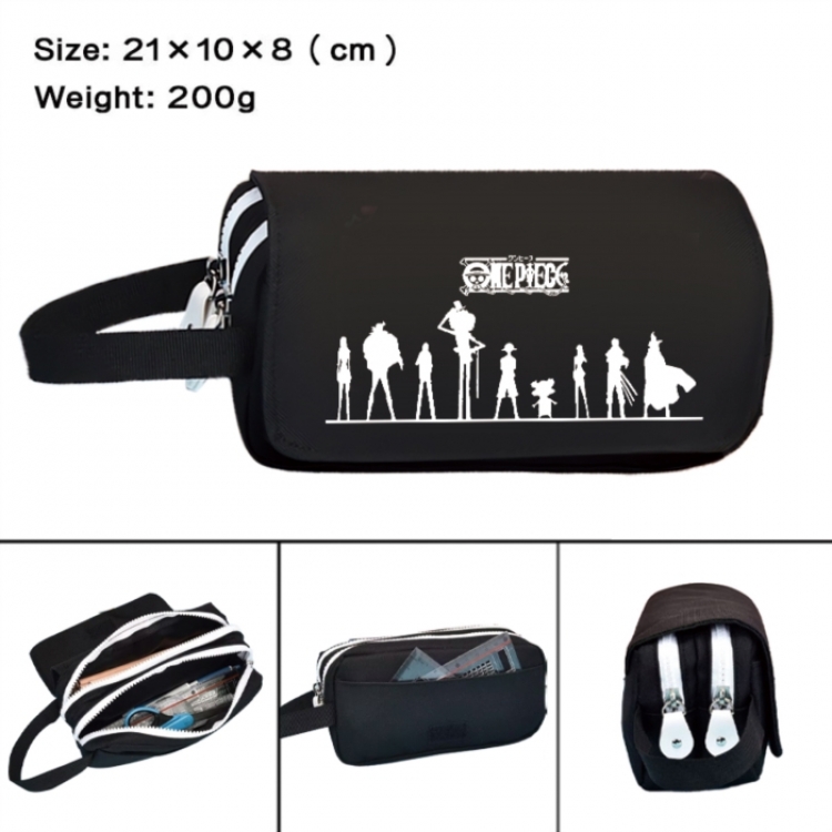 One Piece Anime peripheral handheld large capacity double-layer Oxford cloth pencil case 21X10X8cm