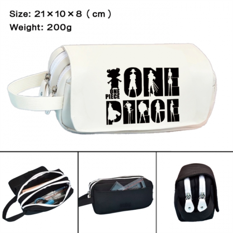 One Piece Anime peripheral handheld large capacity double-layer Oxford cloth pencil case 21X10X8cm