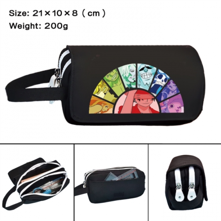 One Piece Anime peripheral handheld large capacity double-layer Oxford cloth pencil case 21X10X8cm