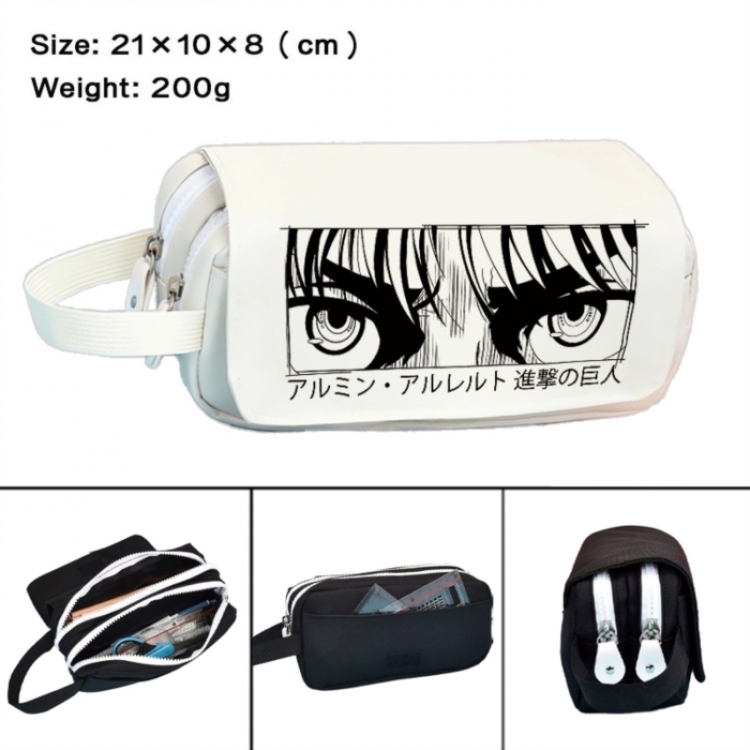 Shingeki no Kyojin Anime peripheral handheld large capacity double-layer Oxford cloth pencil case 21X10X8cm