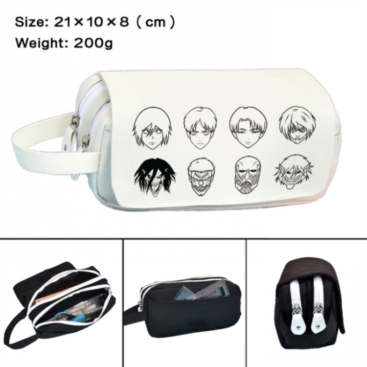 Shingeki no Kyojin Anime peripheral handheld large capacity double-layer Oxford cloth pencil case 21X10X8cm