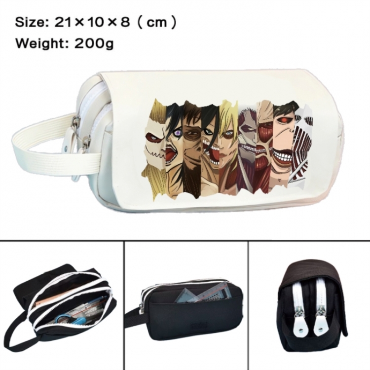 Shingeki no Kyojin Anime peripheral handheld large capacity double-layer Oxford cloth pencil case 21X10X8cm