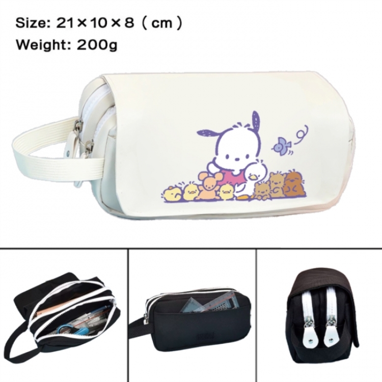 sanrio Anime peripheral handheld large capacity double-layer Oxford cloth pencil case 21X10X8cm