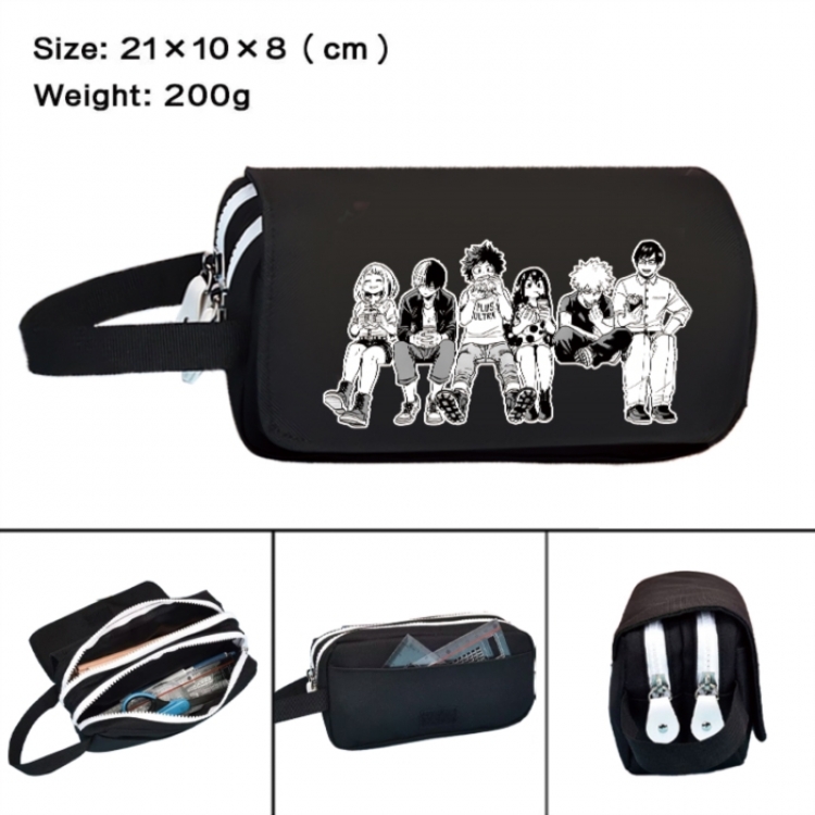 My Hero Academia Anime peripheral handheld large capacity double-layer Oxford cloth pencil case 21X10X8cm