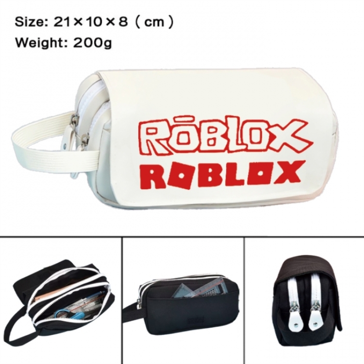 Roblox Anime peripheral handheld large capacity double-layer Oxford cloth pencil case 21X10X8cm