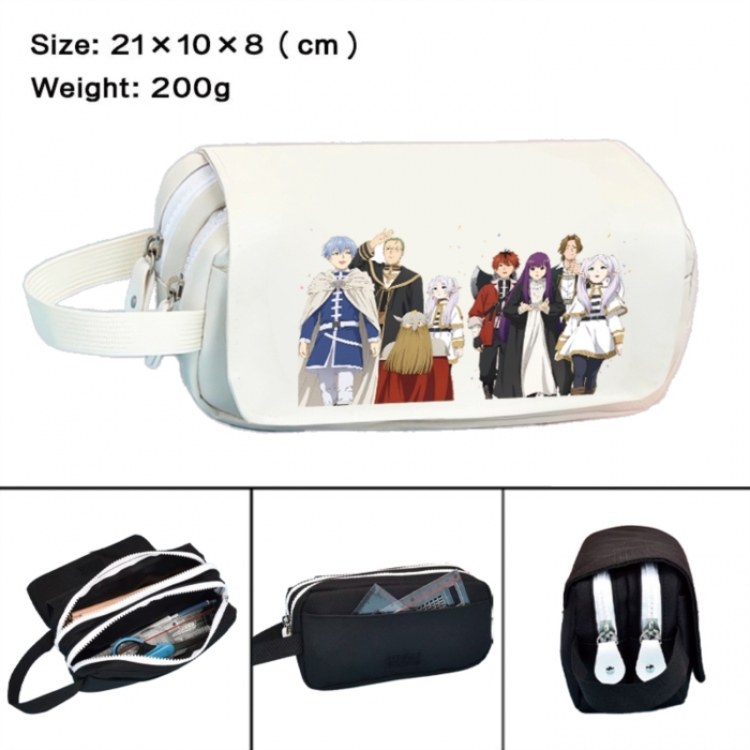 Frieren: Beyond Journey's Anime peripheral handheld large capacity double-layer Oxford cloth pencil case 21X10X8cm