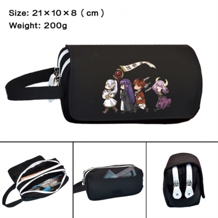 Frieren: Beyond Journey's Anime peripheral handheld large capacity double-layer Oxford cloth pencil case 21X10X8cm
