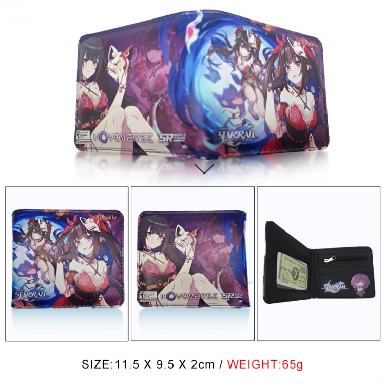 Honkai: Star Rail 3D concave convex two fold short card wallet wallet wallet 11X9.5X2cm 65G