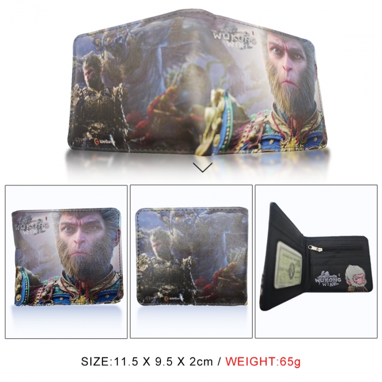 Black Myth 3D concave convex two fold short card wallet wallet wallet 11X9.5X2cm 65G