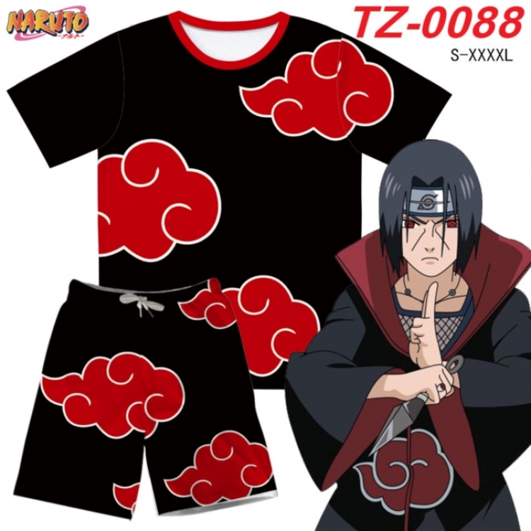 Naruto Anime Ant Wrinkle Material Full Color Short Sleeve T-shirt+Shorts Set from S to 4XL