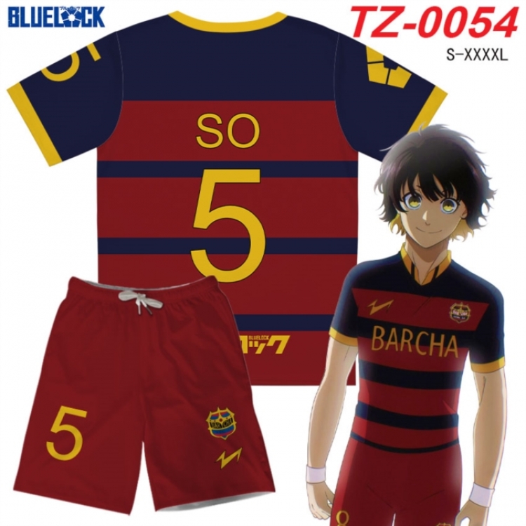 BLUE LOCK Anime Ant Wrinkle Material Full Color Short Sleeve T-shirt+Shorts Set from S to 4XL
