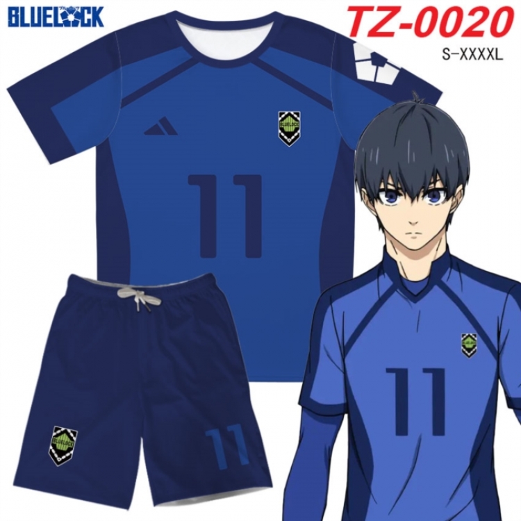 BLUE LOCK Anime Ant Wrinkle Material Full Color Short Sleeve T-shirt+Shorts Set from S to 4XL