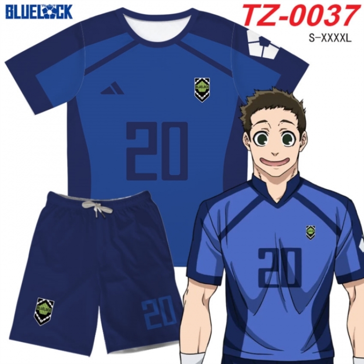 BLUE LOCK Anime Ant Wrinkle Material Full Color Short Sleeve T-shirt+Shorts Set from S to 4XL