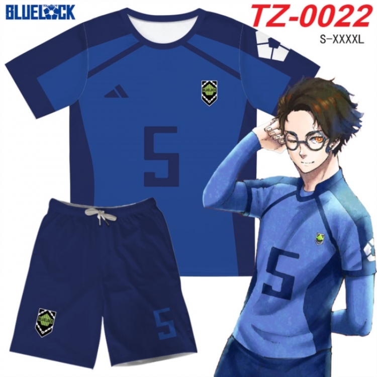 BLUE LOCK Anime Ant Wrinkle Material Full Color Short Sleeve T-shirt+Shorts Set from S to 4XL