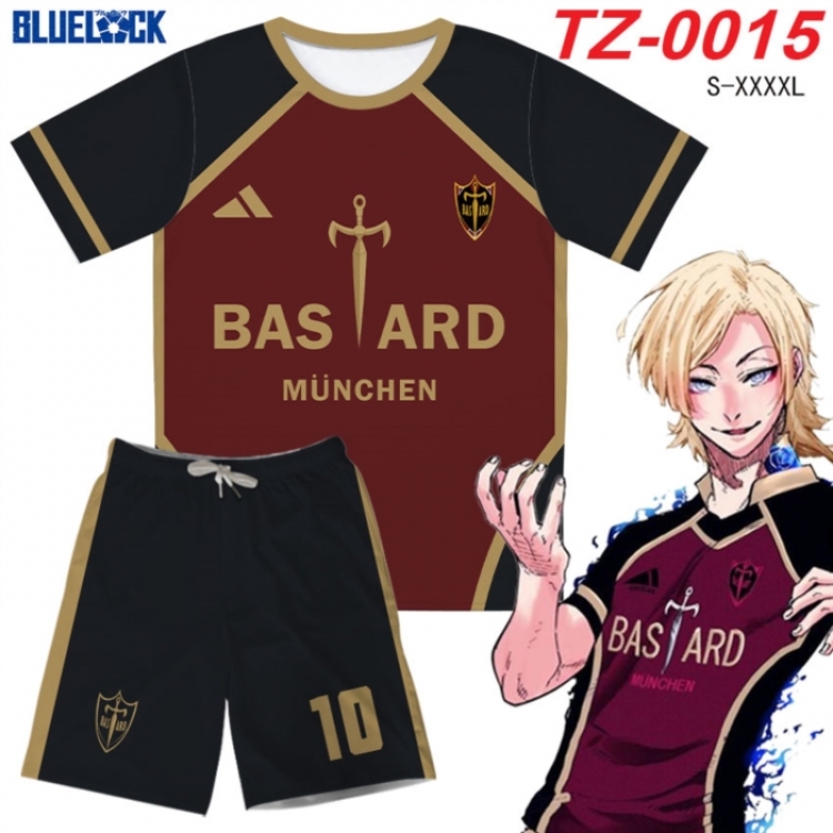 BLUE LOCK Anime Ant Wrinkle Material Full Color Short Sleeve T-shirt+Shorts Set from S to 4XL