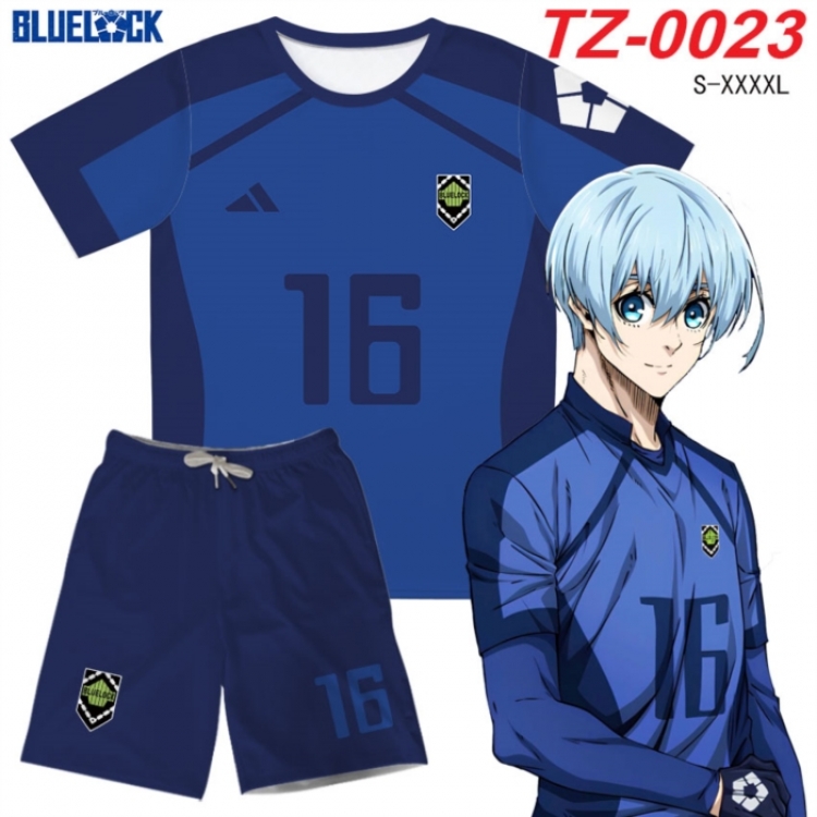 BLUE LOCK Anime Ant Wrinkle Material Full Color Short Sleeve T-shirt+Shorts Set from S to 4XL