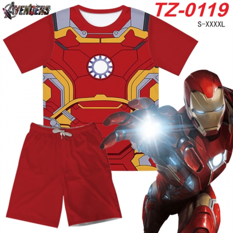 Marvel Anime Ant Wrinkle Material Full Color Short Sleeve T-shirt+Shorts Set from S to 4XL