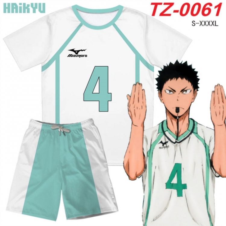 Haikyuu!! Anime Ant Wrinkle Material Full Color Short Sleeve T-shirt+Shorts Set from S to 4XL