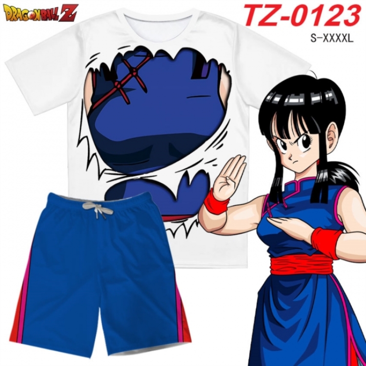 DRAGON BALL Anime Ant Wrinkle Material Full Color Short Sleeve T-shirt+Shorts Set from S to 4XL