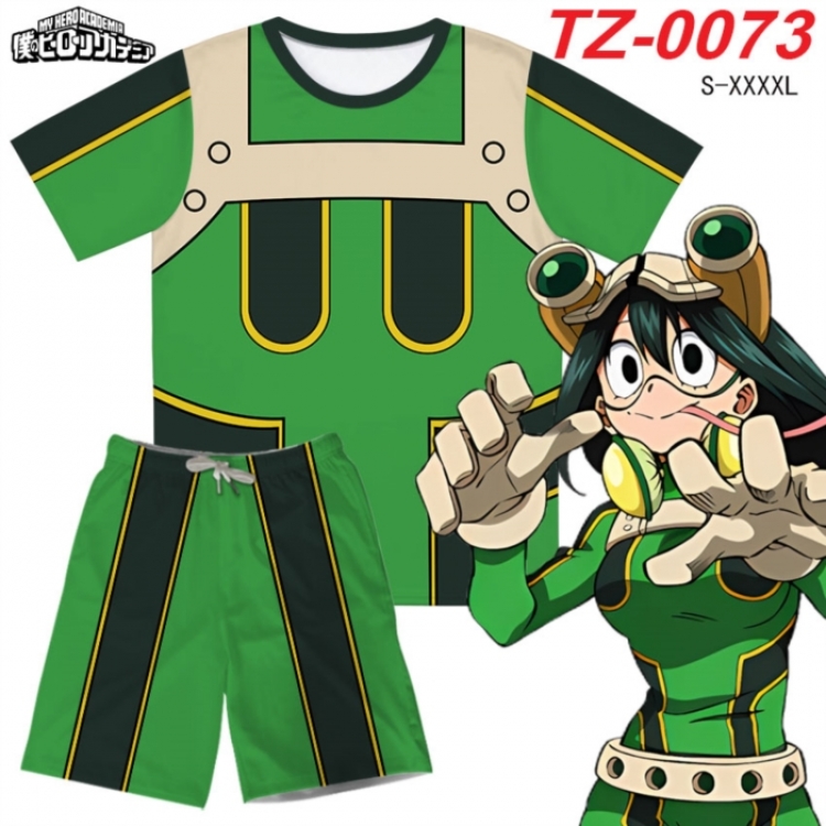 My Hero Academia Anime Ant Wrinkle Material Full Color Short Sleeve T-shirt+Shorts Set from S to 4XL