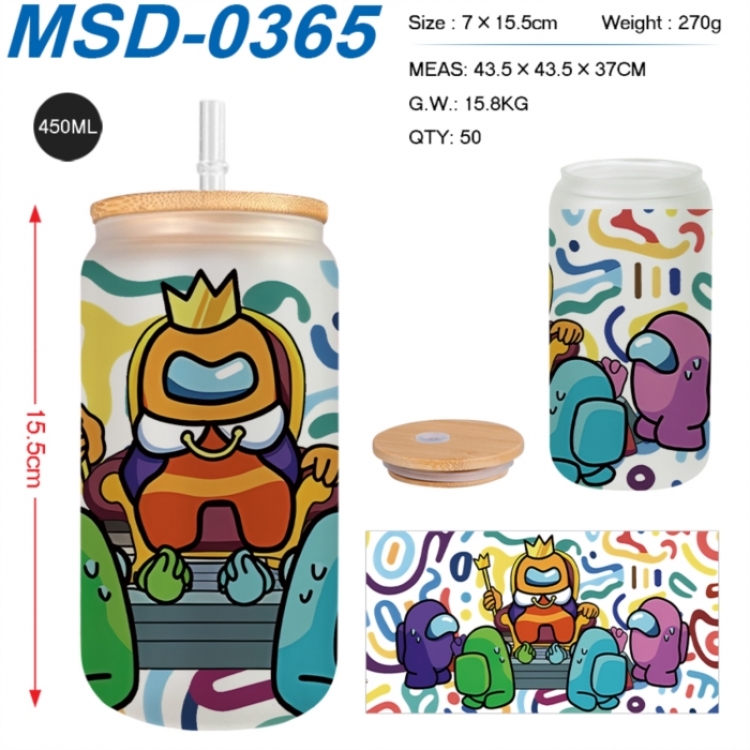 Among us  Anime frosted glass cup with straw 450ML