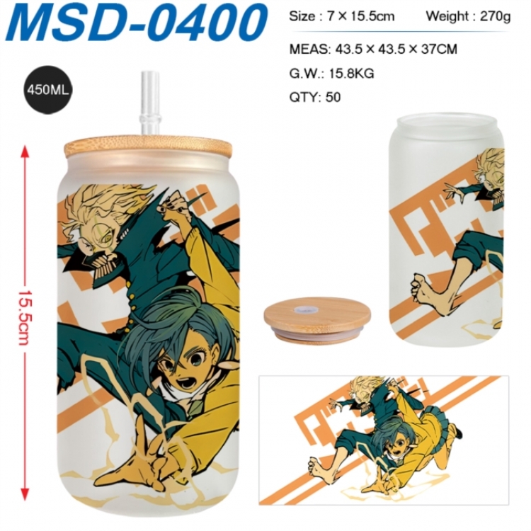Dandadan Anime frosted glass cup with straw 450ML