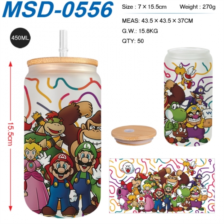 Super Mario Anime frosted glass cup with straw 450ML