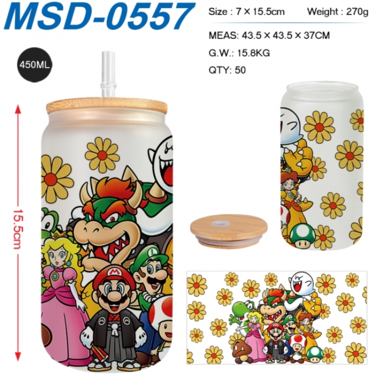 Super Mario Anime frosted glass cup with straw 450ML