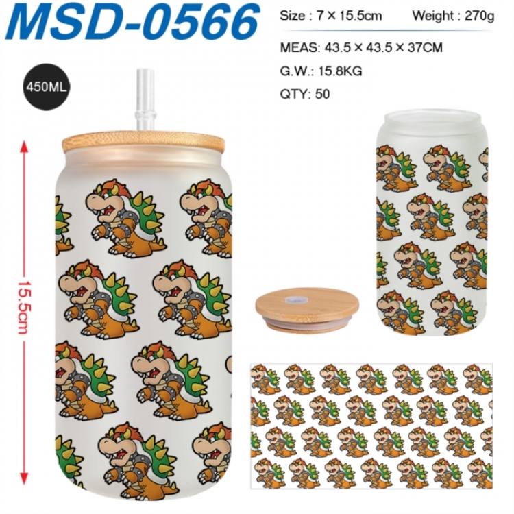 Super Mario Anime frosted glass cup with straw 450ML