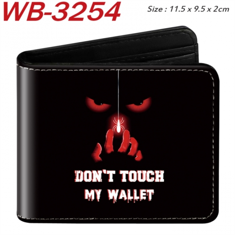 Don't touch my wallet Animation color PU leather half fold wallet 11.5X9X2CM