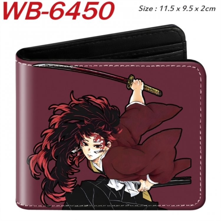 Demon Slayer Kimets Animation color PU leather half fold wallet 11.5X9X2CM