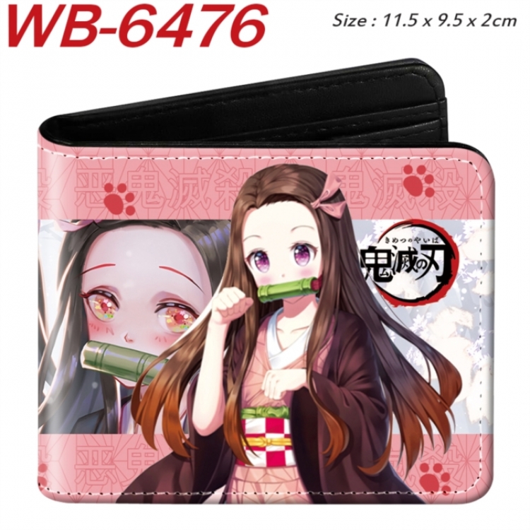 Demon Slayer Kimets Animation color PU leather half fold wallet 11.5X9X2CM