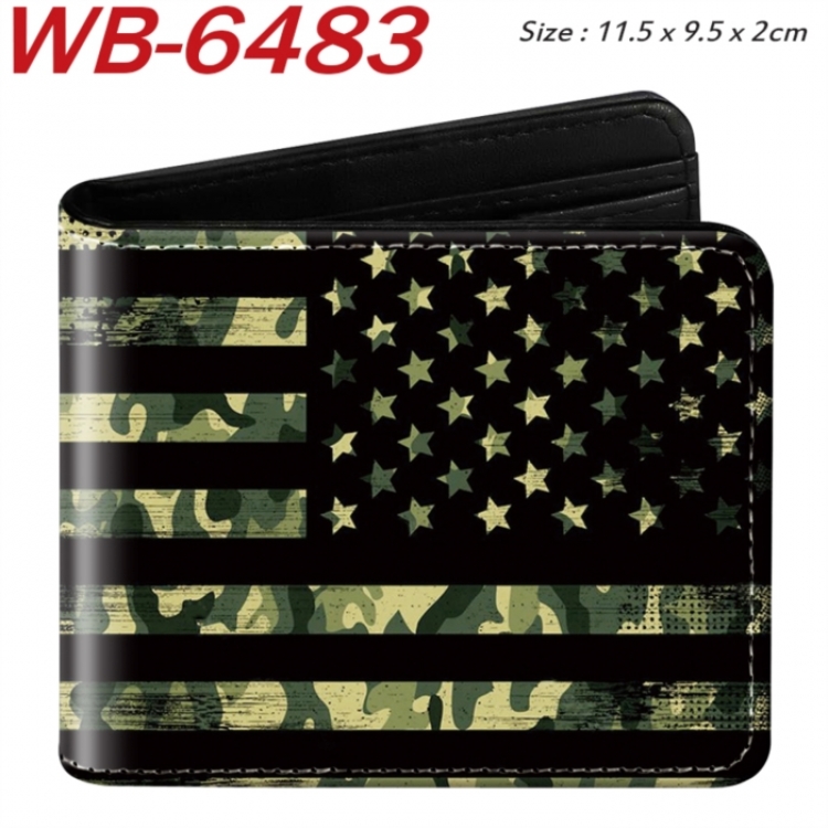 Flag Animation color PU leather half fold wallet 11.5X9X2CM