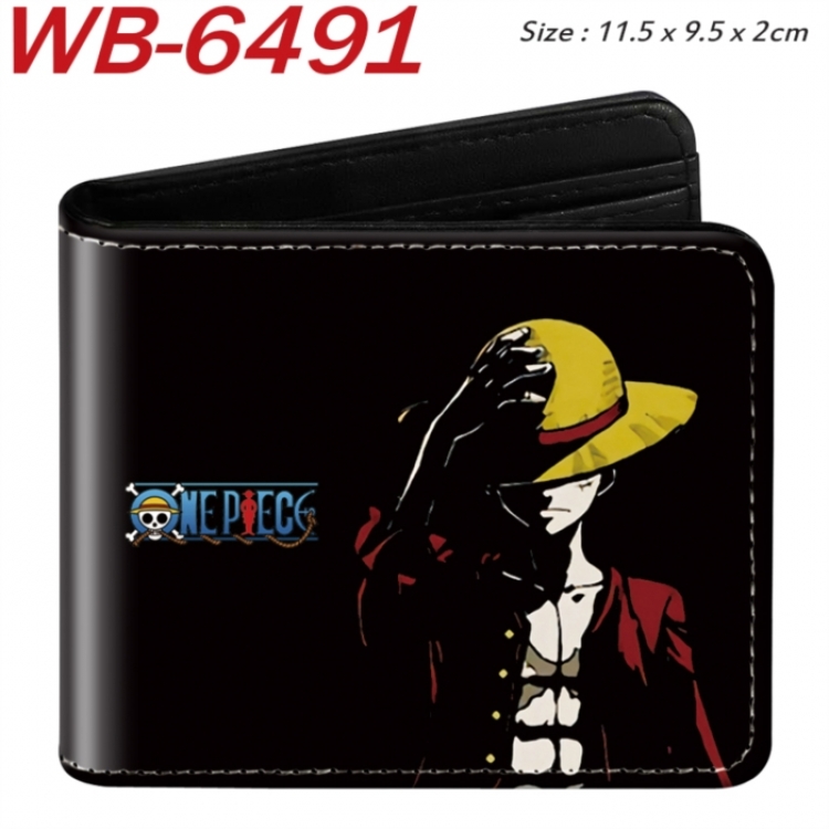 One Piece Animation color PU leather half fold wallet 11.5X9X2CM