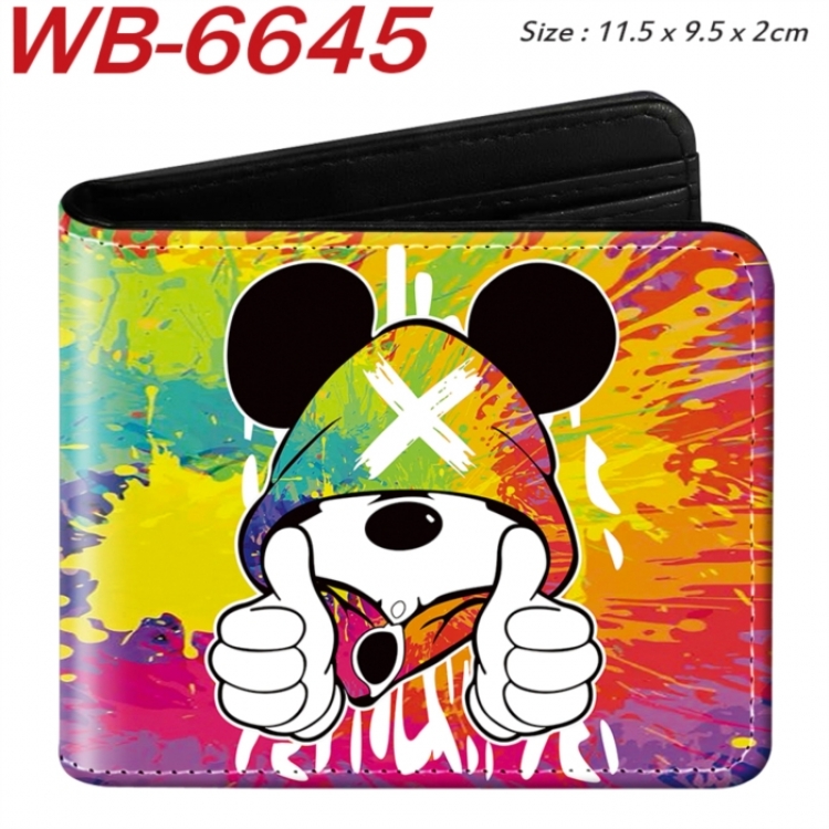 Mickey Animation color PU leather half fold wallet 11.5X9X2CM