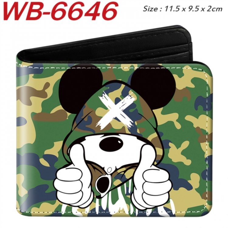 Mickey Animation color PU leather half fold wallet 11.5X9X2CM