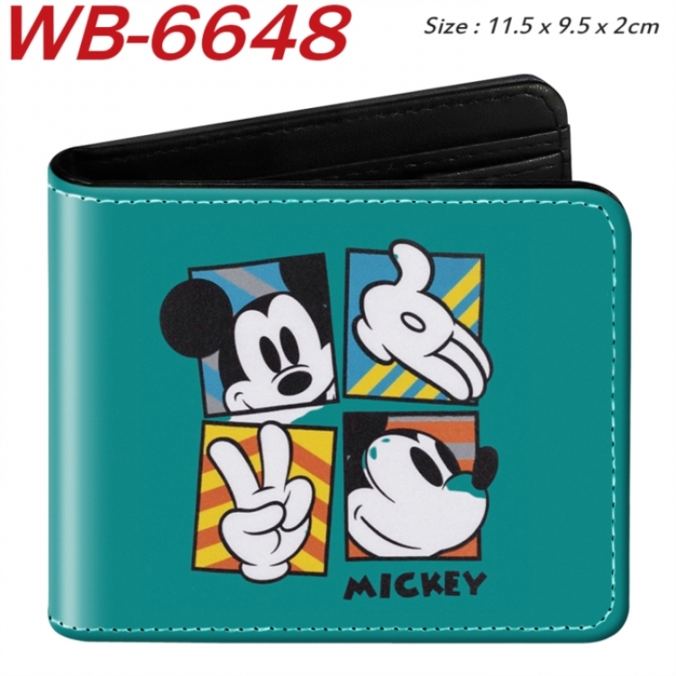 Mickey Animation color PU leather half fold wallet 11.5X9X2CM