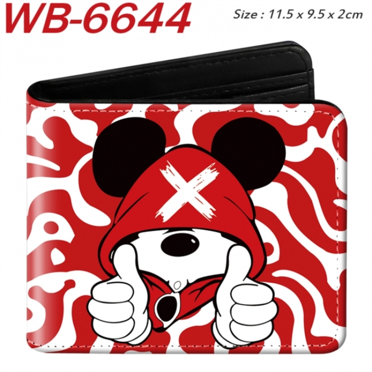 Mickey Animation color PU leather half fold wallet 11.5X9X2CM