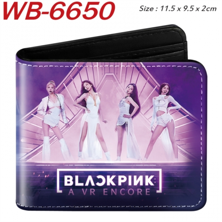 BLACK PINK Animation color PU leather half fold wallet 11.5X9X2CM
