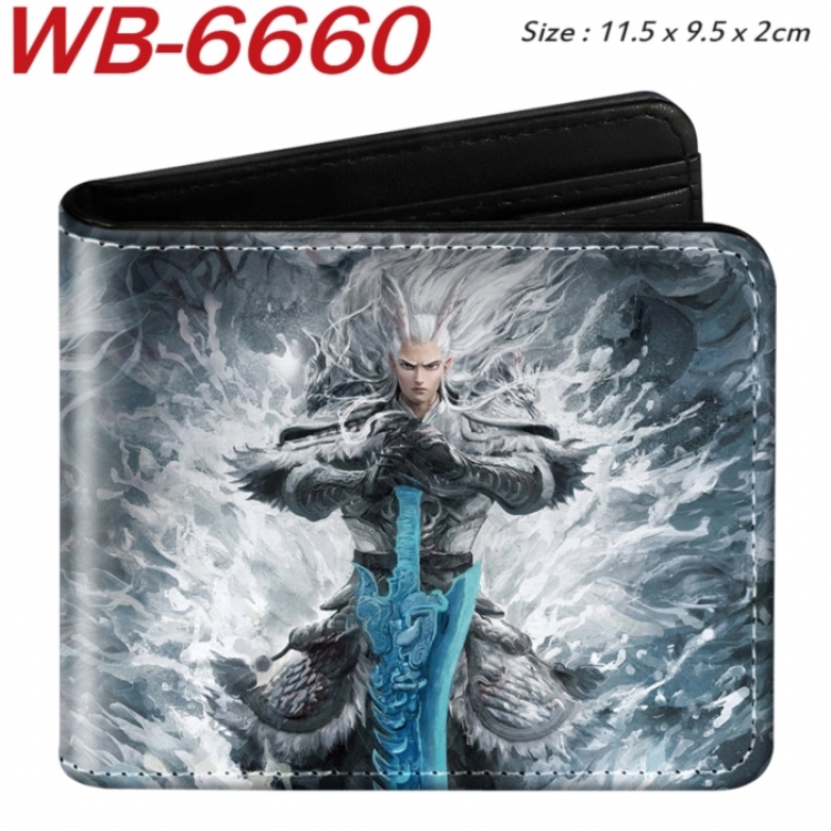 Nezha Animation color PU leather half fold wallet 11.5X9X2CM