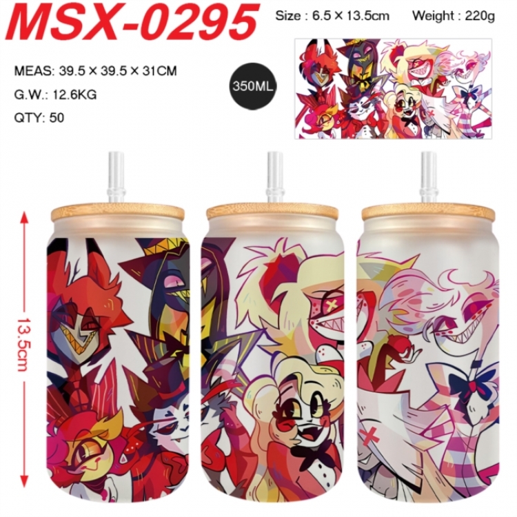 Hazbin Hotel Anime frosted glass cup with straw 350ML