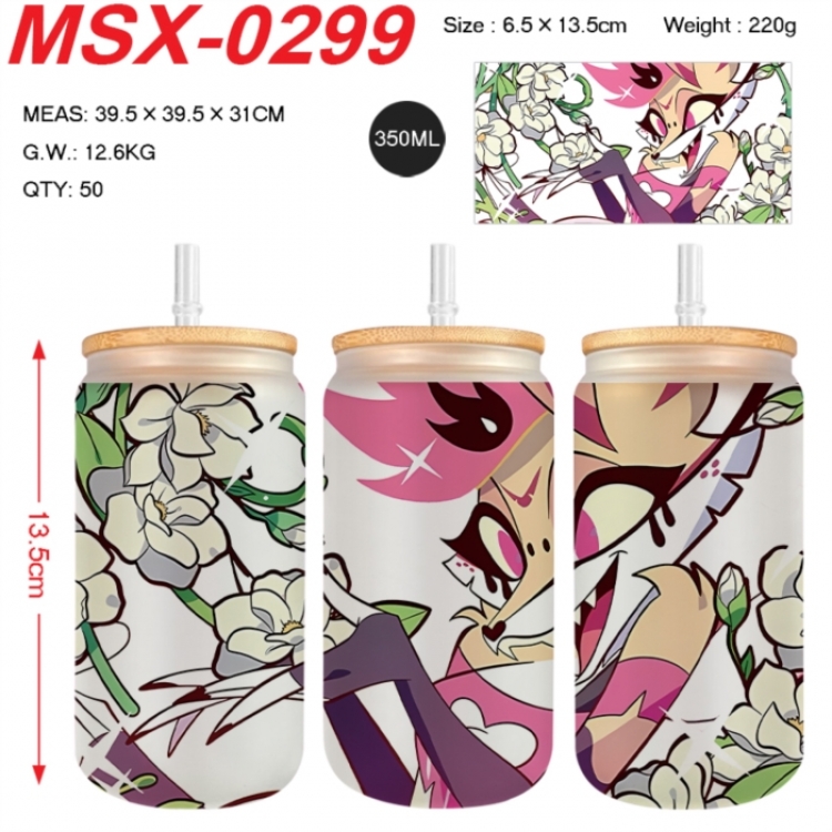 Hazbin Hotel Anime frosted glass cup with straw 350ML