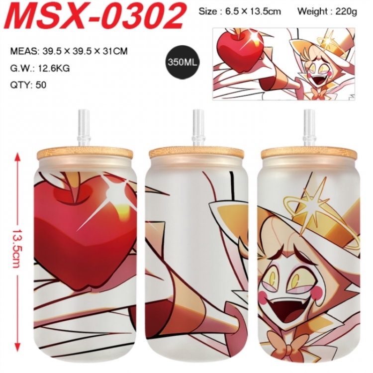Hazbin Hotel Anime frosted glass cup with straw 350ML