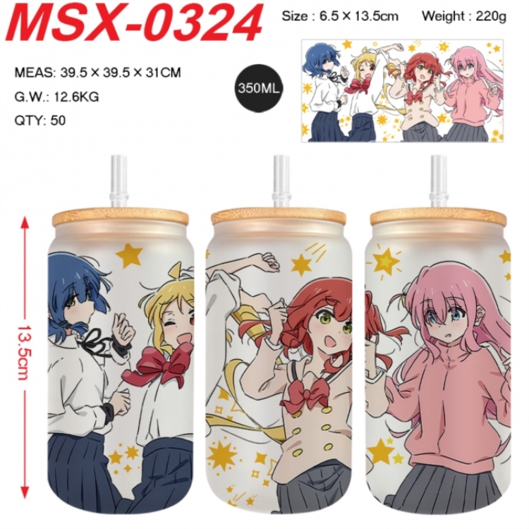 BOCCHI THE ROCK!Anime frosted glass cup with straw 350ML