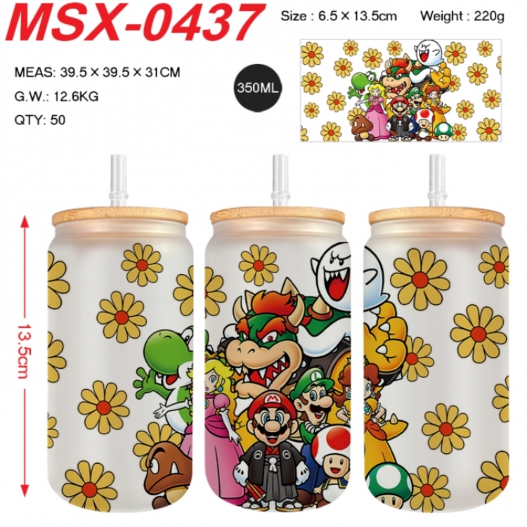 Super Mario Anime frosted glass cup with straw 350ML