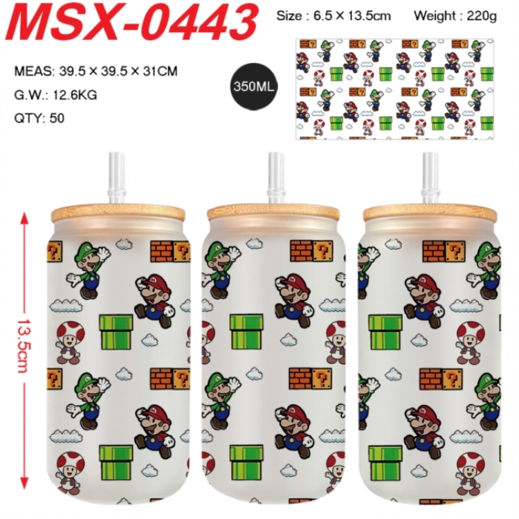 Super Mario Anime frosted glass cup with straw 350ML