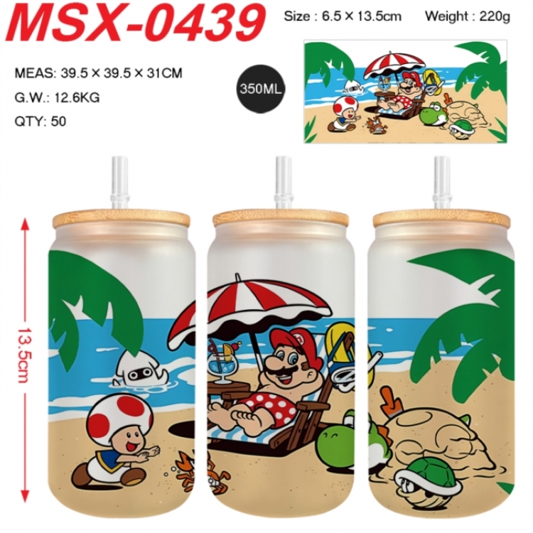 Super Mario Anime frosted glass cup with straw 350ML