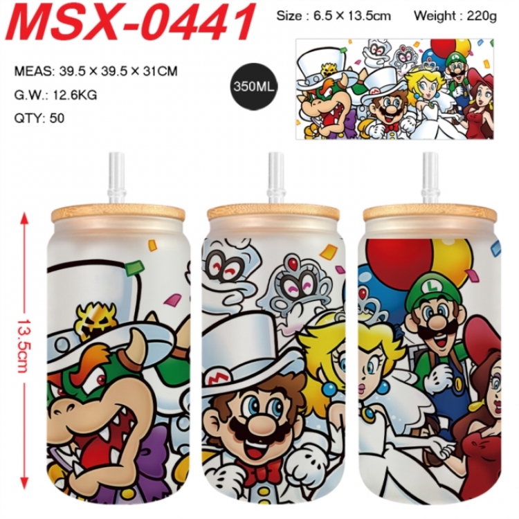 Super Mario Anime frosted glass cup with straw 350ML