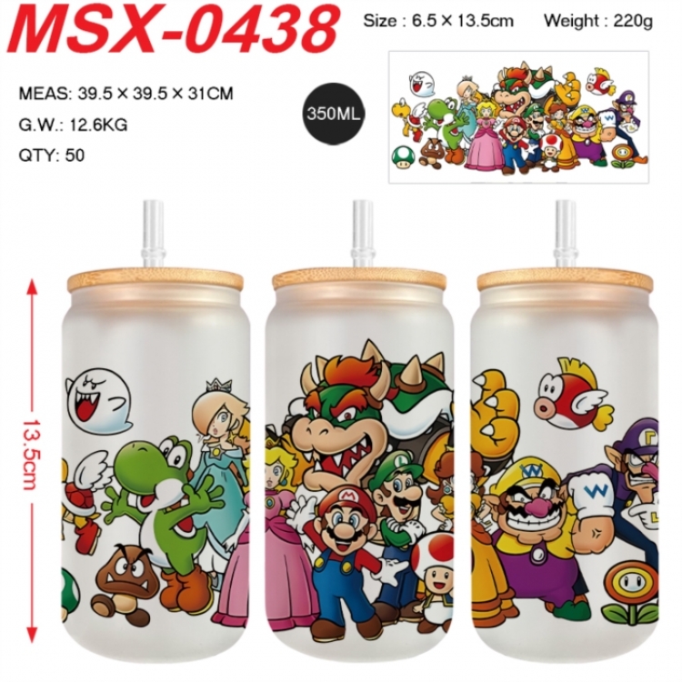 Super Mario Anime frosted glass cup with straw 350ML